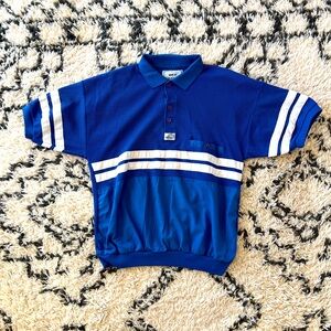 Vintage Hukapoo Pullover Shirt Mens XL Blue Short Sleeve Textured Polo 90s Retro